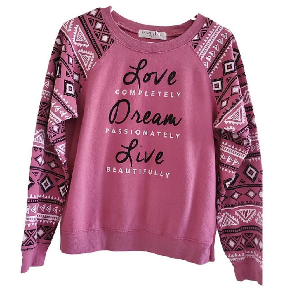 LOVE DREAM LIVE DUSTY ROSE SWEATSHIRT Aztec pattern